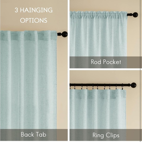 Elegant Sheer Curtain Panel in Light Blue 52x90 includes 2 panels (041) - Picture 3 of 4